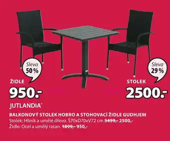 JYSK BALKONOVÝ STOLEK HOBRO A STOHOVACÍ ŽIDLE GUDHJEM nabídka