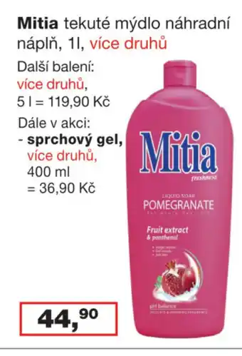 Ráj drogerie Mitia tekuté mýdlo náhradní náplň, 1 l. nabídka