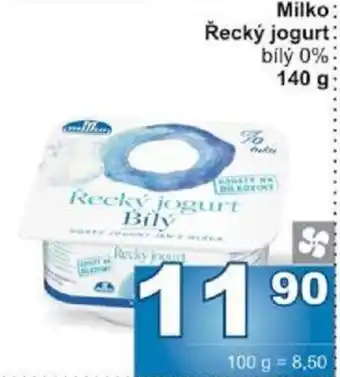 Jip Milko Řecký jogurt bílý 0% 140g nabídka