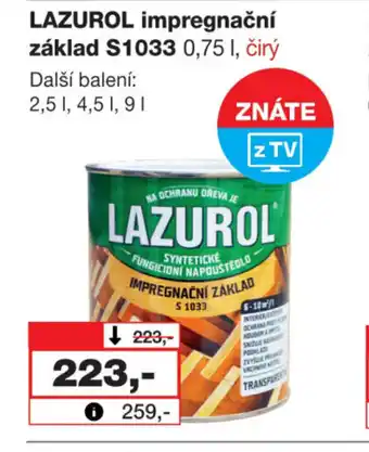 Barvy a laky drogerie LAZUROL impregnační základ S1033 nabídka