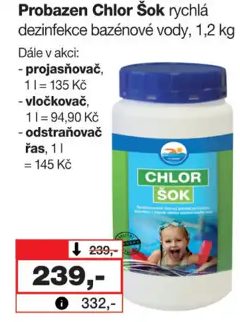 Barvy a laky drogerie Probazen Chlor Šok rychlá dezinfekce bazénové vody, 1,2 kg nabídka