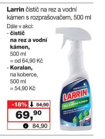 Barvy a laky drogerie Larrin čistič na rez a vodní kámen s rozprašovačem, 500 ml nabídka