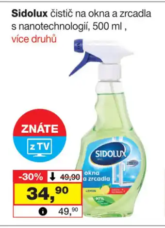 Barvy a laky drogerie Sidolux čistič na okna a zrcadla s nanotechnologií, 500 ml nabídka