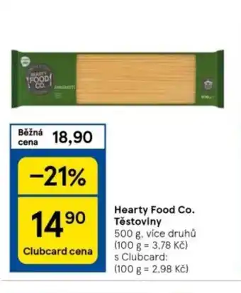 Tesco Hearty Food Co. Těstoviny nabídka