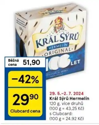 Tesco Král Sýrů Hermelín 120 g nabídka