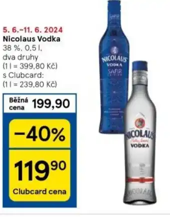 Tesco Nicolaus Vodka nabídka