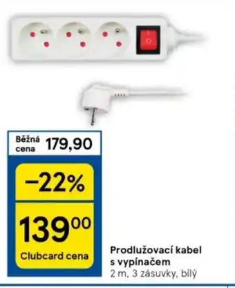 Tesco Prodlužovací kabel s vypínačem nabídka