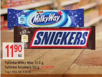 Tyčinka Milky Way 21,5 g Tyčinka Snickers 50 g