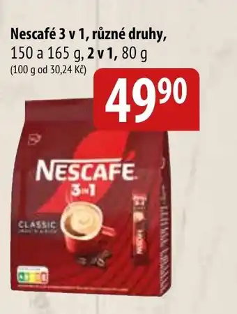Bala Nescafé 3 v 1, různé druhy, 150 a 165 g, 2 v 1, 80 g nabídka