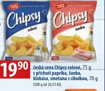 Bala česká cena Chipsy solené, 75 g s příchutí paprika, šunka, klobása, smetana s cibulkou, 70 g nabídka