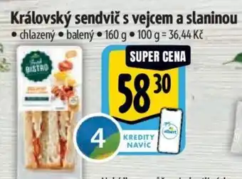 Albert Královský sendvič s vejcem a slaninou nabídka