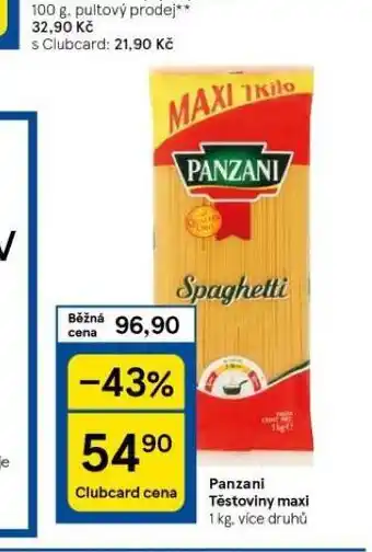 Tesco Panzani těstoviny nabídka