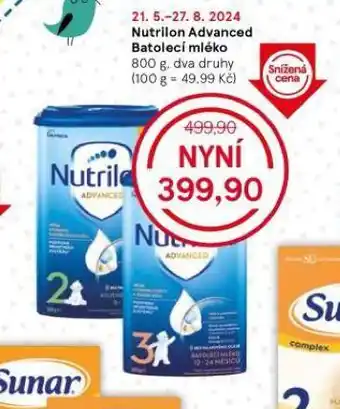 Tesco Nutrilon advanced batolecí mléko nabídka