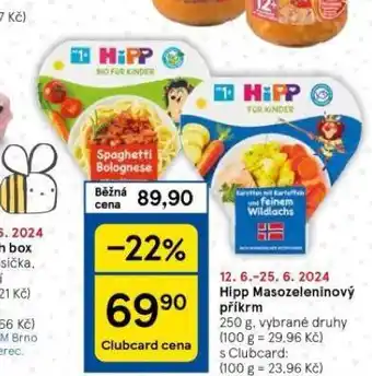 Tesco Hipp masozeleninový příkrm nabídka