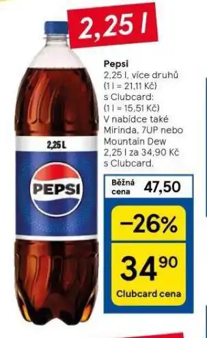 Tesco Pepsi 2,25l nabídka