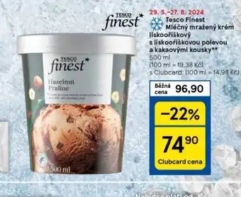 Tesco Tesco fitnes mléčný mražený krém lískooříškový nabídka