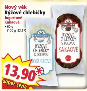 Nový věk Rýžové chlebíčky Jogurtové Kakaové
