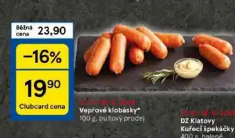 Tesco Vepřové klobásky nabídka