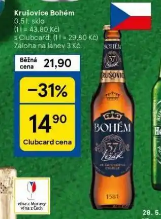 Tesco Pivo krušovice bohém nabídka