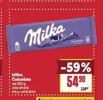 Billa Milka čokoláda nabídka