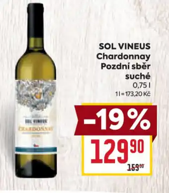 Billa SOL VINEUS Chardonnay Pozdní sběr suche 0.75L nabídka