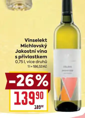 Billa Vinselekt Michlovský Jakostní vína s přívlastkem 0,75L nabídka