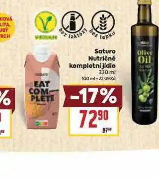 Billa Saturo nutričně kompletní jídlo nabídka