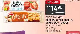 Flop EMCO TYČINKY, OŘECHY, SUPER OŘECHY, SUPER 100% OVOCE nabídka