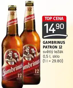 Flop GAMBRINUS PATRON 12 světlý ležák 0.5L nabídka