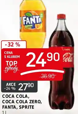 Flop COCA COLA, COCA COLA ZERO, FANTA, SPRITE 1L nabídka