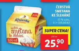 Lidl Čerstvá smetana ke šlehání nabídka