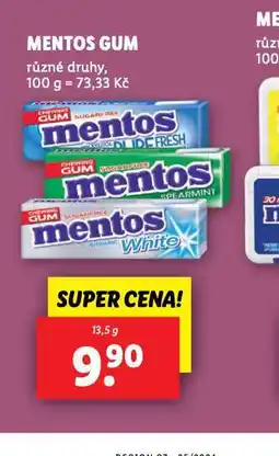 Lidl Mentos gum nabídka