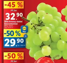 Lidl Bílé hrozny stolní bezsemenné nabídka