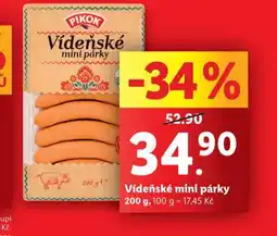 Lidl Vídeňské mini párky nabídka
