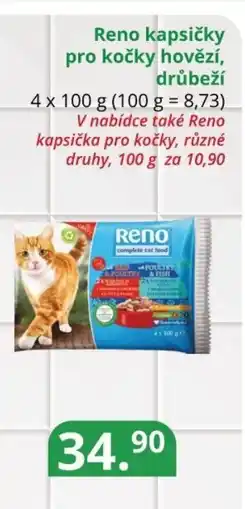 Potraviny CZ Reno kapsičky pro kočky hovězí, drůbeží nabídka