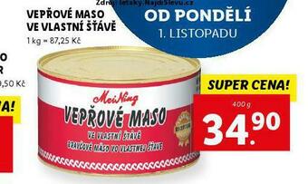 Lidl Vepřové maso ve vlastní šťávě nabídka