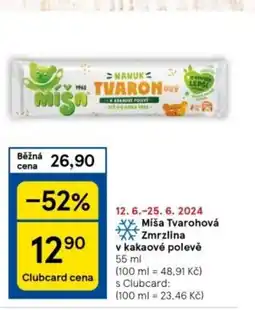 Tesco Míša Tvarohová Zmrzlina v kakaové polevě 55 ml nabídka