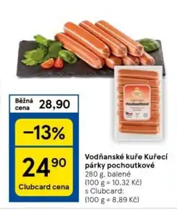 Tesco Vodňanské kuře Kuřecí párky pochoutkové nabídka