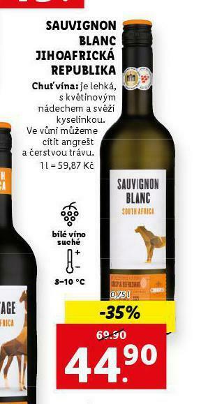 Lidl Sauvignon blanc jihoafrická republika nabídka
