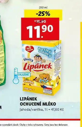 Lidl Lipánek ochucené mléko nabídka
