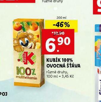 Lidl Kubík 100% ovocná šťáva nabídka