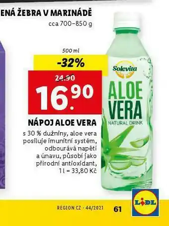 Lidl Nápoje aloe vera nabídka
