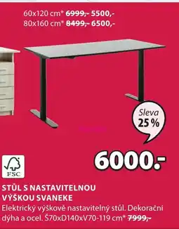 JYSK STŮL S NASTAVITELNOU VÝŠKOU SVANEKE nabídka