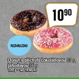 Donut s příchutí čokoládovou 55 g, jahodovou 56 g