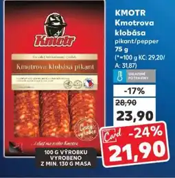 Kaufland KMOTR Kmotrova klobása nabídka