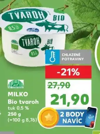 Kaufland MILKO Bio tvaroh nabídka