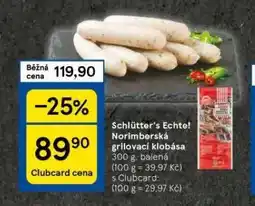 Tesco Norimberská grilovací klobása nabídka