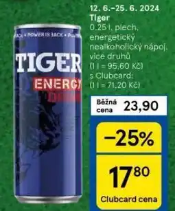 Tesco Tiger energy drink nabídka