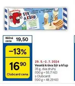 Tesco Veselá kráva sýr a křup nabídka
