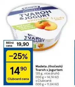 Tesco Madeta jihočeský tvaroh s jogurtem nabídka